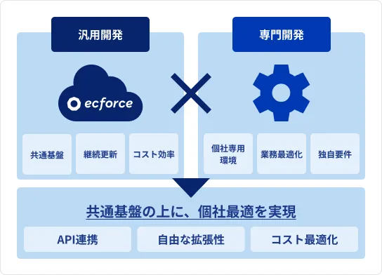汎用開発と専用開発の構成図